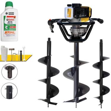 Imagem de Perfurador de Solo PSL517 à Gasolina 51,7CC 1,8HP com Brocas 80CM Amarelo Lynus