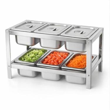 Imagem de Condimentadora 6 Cubas com Tampa Inox 1/4 X 100mm Mesa - Global