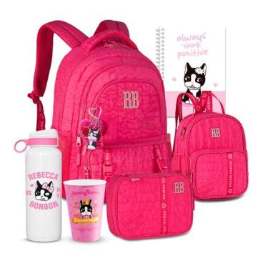Imagem de Kit Mochila Rebecca Bonbon Escolar Feminina Estojo Lancheira, 18 litro