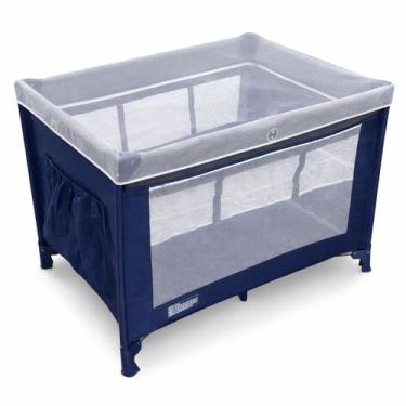 Imagem de Berço Portátil Infantil Cercado Desmontável com Mosquiteiro - Azul - N
