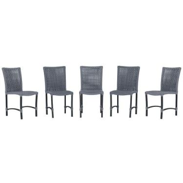 Imagem de 5 Cadeiras de Jantar Cannes de Alumínio com Pintura Preta e Trama Tela