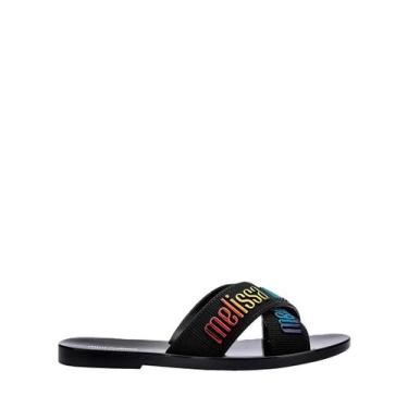 Imagem de Sandália Infantil Mini Melissa Chinelo Slide M Lover Feminino, Preto, 