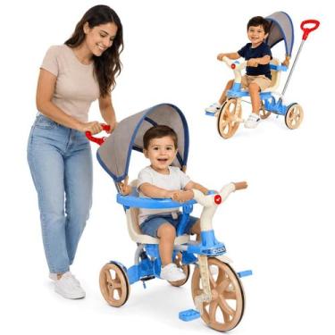 Imagem de Triciclo Ciclito 2 em 1 Calesita com Pedal e Empurrador Azul