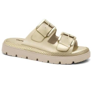 Imagem de Tamanco comfortflex fivela dupla ref 2446402 feminino, 35, Dourado