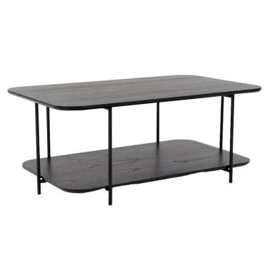 Imagem de Mesa de Centro Lógica Retangular Tampo MDF Ébano Base Metal Preto 90cm Nacional Móveis