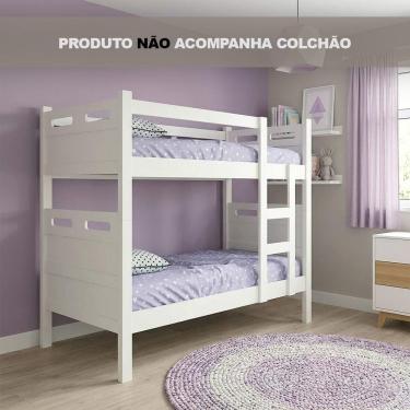 Imagem de Beliche Jaspe Com Escada E Grade De Proteção Lateral Para Quarto Infantil Juvenil - Branca