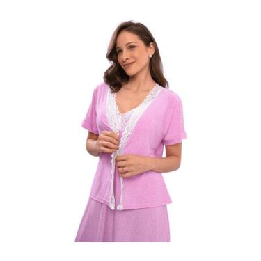 Imagem de Camisola curta c/ manga e renda rosa poa - AMILE LANGERIE, P