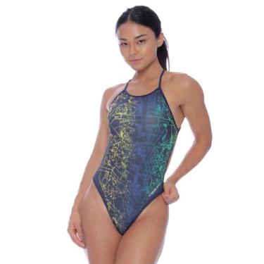 Imagem de Maio Speedo New Cross Slim France - Feminino, GG2, Azul, Amarelo