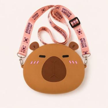 Imagem de Bolsinha Mini Infantil Capivara Capy bala Mochilinha Silicone Confortá