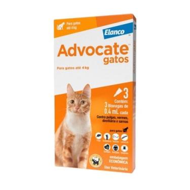 Imagem de Advocate 0,4ml para Gatos até 4kg Antipulgas e Vermes Elanco 3 bisnaga