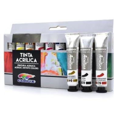 Imagem de Tinta Acrílica, Corfix, 10 Cores, Bisnaga, 20 ml