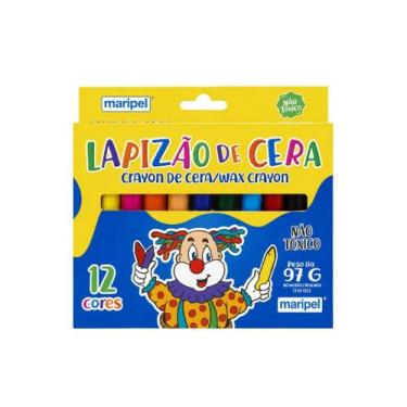 Imagem de Giz de Cera Lapizão Escolar Com 12 Cores 97g Maripel