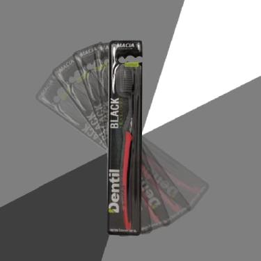 Imagem de Dentil - Escova Dental Black Sensitive Macia | 864 Cerdas Ultrafinas p/Limpeza Profunda | Cabo Emborrachado e Conforto na Escovação