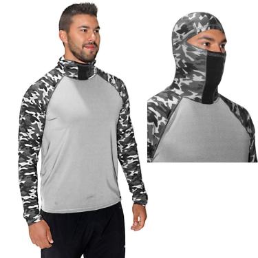 Imagem de Camisa com Proteção Uv 50 com Touca Ninja Premium Ideal Para Pesca e Esportes Camu Florest Urbano-Masculino
