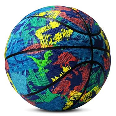 Imagem de MINDCOLLISION Bola de basquete grafiti, couro macio durável, para crianças, adolescentes, iniciantes, tamanhos 7 e 5, dinossauro rabisco, nº 5