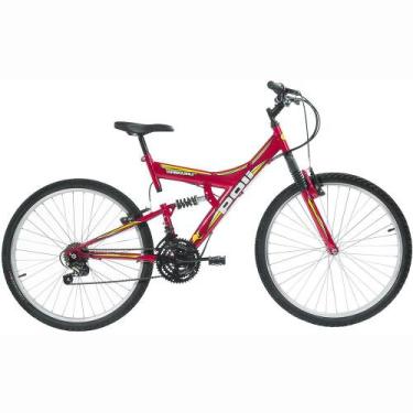 Imagem de Bicicleta Aro 26 Full Suspension Kanguru Quadro 19" Vermelha 18 Veloci