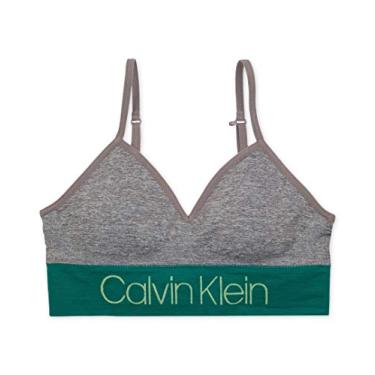 Imagem de Calvin Klein Sutiã para meninas sem costura, linha longa, sem aro, Linha longa - logotipo listrado Ck verde, 6-6X
