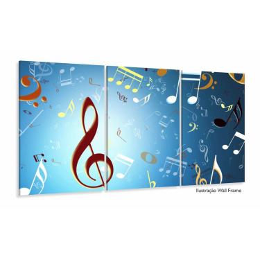 Imagem de Quadro Decorativo Notas Musicais 120x60 3 peças