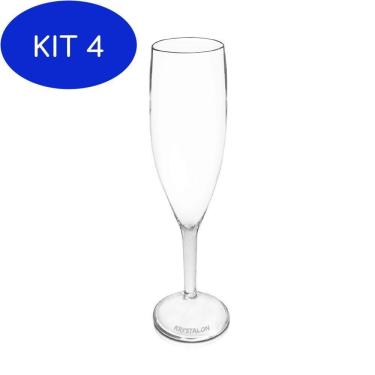 Imagem de Kit 4 Jogo De Taças Krystalon Champagne Transparente