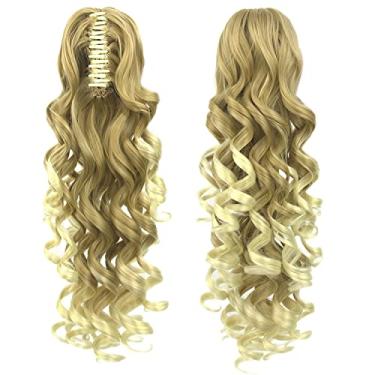 Imagem de IMISSU Clipe de rabo de cavalo longo e encaracolado na extensão do cabelo peruca de rabo de cavalo (Ombre loiro)