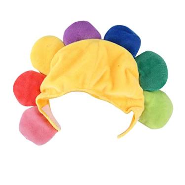 Imagem de Fenteer Chapéus de fantasia de cachorro criativo flor de sol gato aniversário chapéu chique quente