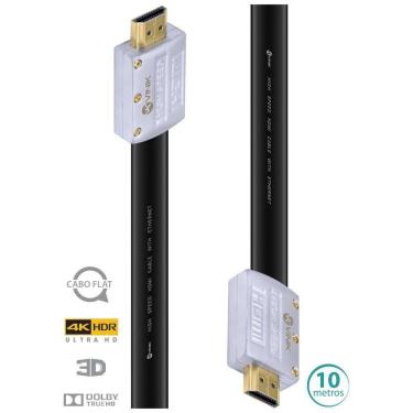 Imagem de Cabo Hdmi 2.0 4K Ultra Hd 3D Conexão Ethernet Flat Com Conec