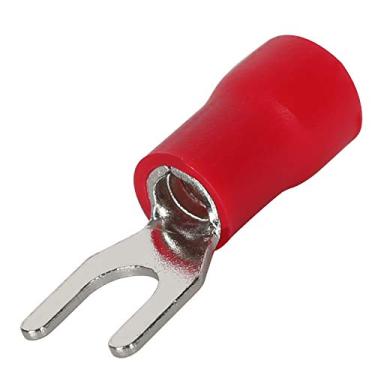 Imagem de 100 peças SV1.25-3 terminal de crimpagem elétrico de cabo de espada isolado de garfo 22-16AWG tipo U, FHUS-1181, Vermelho
