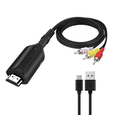 Imagem de Composto AV/RCA CVBS para adaptador de cabo HDMI (macho) conversor de vídeo áudio 1080p mini AV2HDMI adaptador conversor caixa PAL/NTSC para projetor TV/PC/PS3/STB/Xbox HDTV