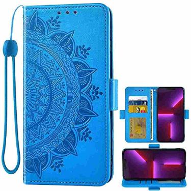 Imagem de DIIGON Capa de telefone carteira Folio capa para LG Solo LTE L423DL, capa de couro PU premium slim fit para Solo LTE L423DL, 1 slot de porta-retrato, amigável, azul