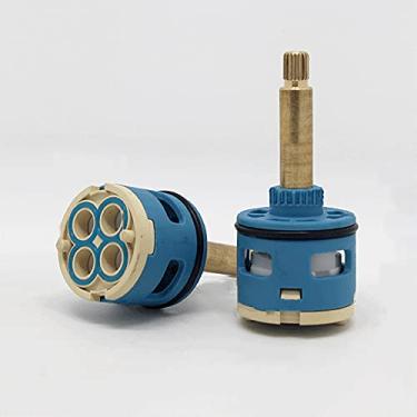 Imagem de Cartucho de torneira, válvula de cartucho de disco de cerâmica para torneiras de misturador monobloco para banheiro ou cozinha (4 furos 37 mm)