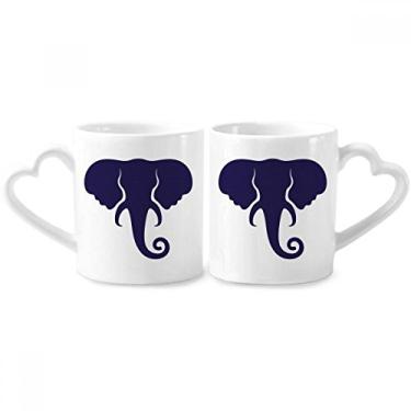 Imagem de Thailand I Love Thailand Heart Elephant Couple Porcelain Mug Set Ceramic Lover Cup Heart Handle