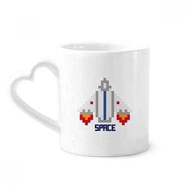 Imagem de Navio espacial Take Off Universe Caneca de café cerâmica copo de coração de vidro