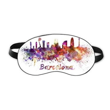 Imagem de Barcelona Espanha Cidade Aquarela Dormir Máscara Noite Venda Sombra