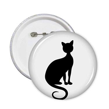 Imagem de Broche de gato preto elegante figura animal arte contorno alfinetes crachá botão emblema decoração acessório 5 peças