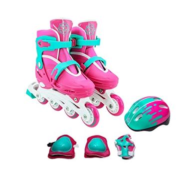 Imagem de Patins Infantil 4 Rodas Feminino 30-33 + Kit de Proteção Premium