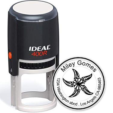 Imagem de Carimbo de endereço com autotinta, redondo, personalizado, carimbo de endereço, monograma, carimbo de endereço, carimbo personalizado, carimbo de endereço de retorno personalizado, estilo 15