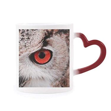 Imagem de Caneca de cerâmica Pcture com organismo terrestre de coruja sensível ao calor vermelha que muda de cor