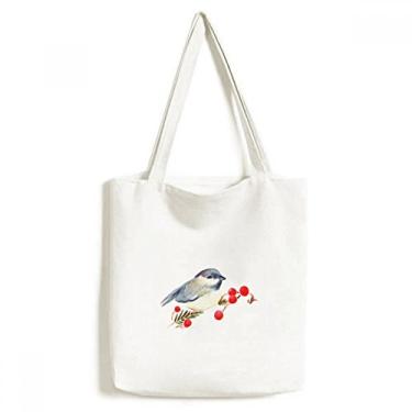 Imagem de Bolsa de lona com estampa de pássaro magpie cinza bolsa de compras bolsa casual