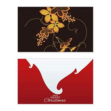 Imagem de Pintura Japonesa Marrom Flor Feriado Feliz Natal Cartão de Parabéns Mensagem de Natal Letra