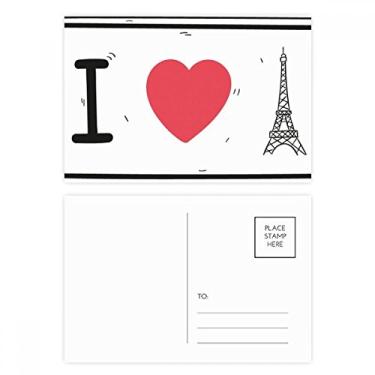 Imagem de Cartão postal com estampa de palavras I Love Eiffel Tower Cartão de felicitações de aniversário