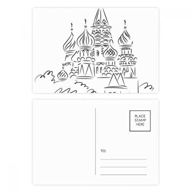 Imagem de Rússia Cathedral Arch Black Line Sketch Conjunto de cartões postais de aniversário para enviar cartões de agradecimento
