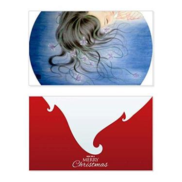 Imagem de Orquídea Fantasia Menina Estilo Chinês Aquarela Feriado Feriado Feliz Natal Cartão de Parabéns Mensagem de Natal