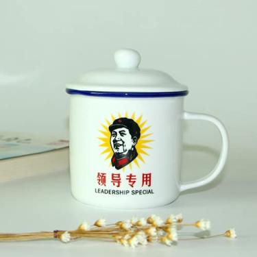 Imagem de PAYNAN Caneca chinesa retrô canecas de café para acampamento e bebidas de porcelana branca xícara de chá de café e leite