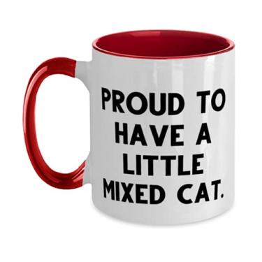 Imagem de Proud to Have a Little Mixed Cat Caneca de dois tons de 325 ml, copo de gato misto, presentes exclusivos para gatos mistos