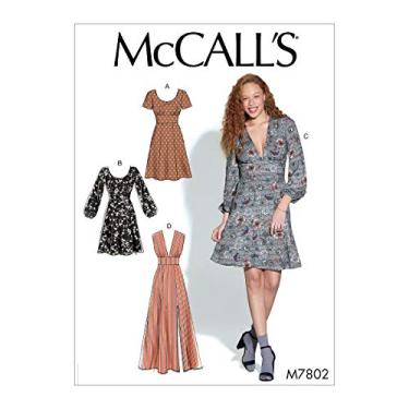 Imagem de McCall's Patterns M7802E5 McCall's Vestido de costura com decote aberto, tamanhos 14-22, 14-16-18-20-22, branco