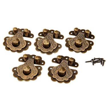 Imagem de 5 pcs 40x36mm hardware vintage antique bronze hasps decorativo jóias presente caixa de madeira hasp retro mala trava gancho com parafusos YYDFPIIA
