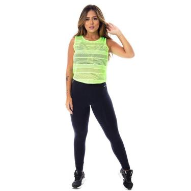 Imagem de Camiseta Curta Feminina Fitness Tela Desenhada Leve Transparência Orbis VERDE NEON-Feminino