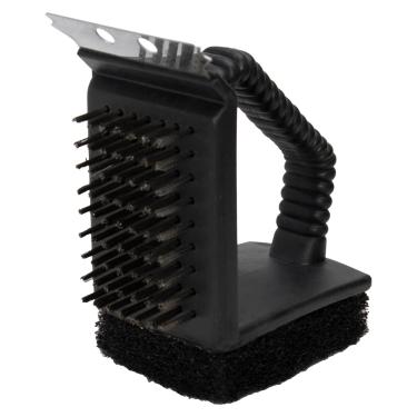 Imagem de Mimo Style Escova Para Limpar Grelha e Churrasqueira Com Espátula 3 em 1. Feita Em plástico e Suas Cerdas de Aço Inoxidável, Eficaz Na Remoção de Gordura e Sujeiras de Sua Churrasqueira