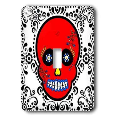 Imagem de 3dRose lsp_28877_1 Dia dos Mortos Día de Los Muertos Sugar Skull Red White Black Scroll Design Switch