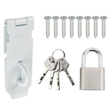 Imagem de Alise Trava de ferrolho de porta com cadeado, fecho de segurança de aço inoxidável SUS 304 de 10 cm, com parafuso de fixação para portas externas, armário de janela, gaiola para animais de estimação